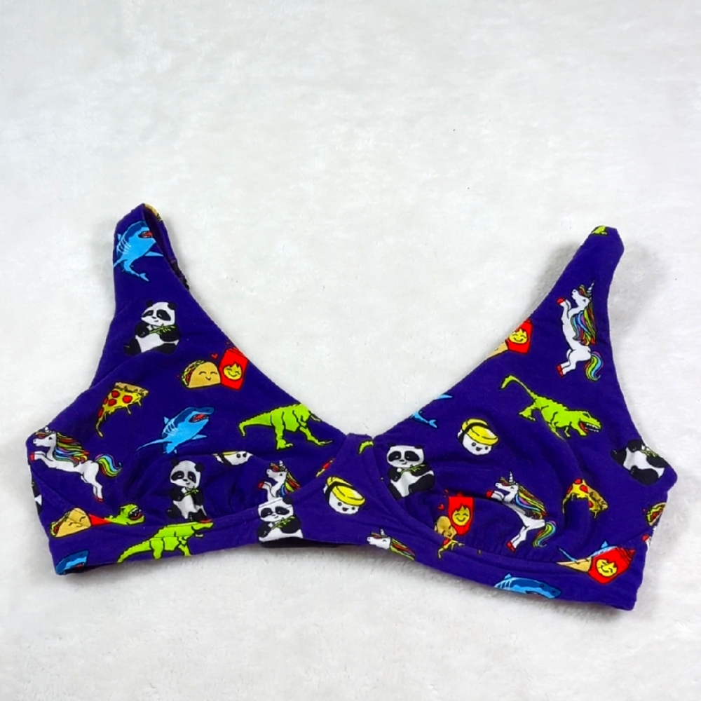 MeUndies T Rex Unicorn Panda Bra L EUC